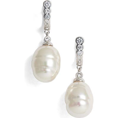Majorica 1m Simulated Baroque Pearl & Cubic Zirconia Drop Earrings