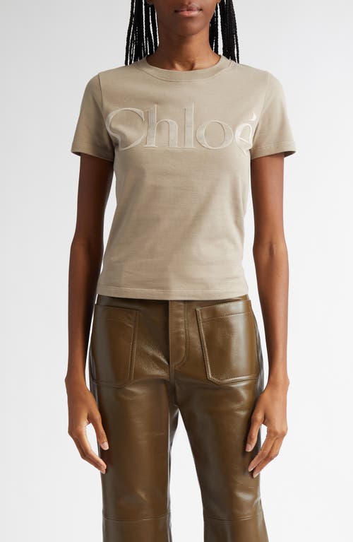 Shop Chloé Logo Appliqué Cotton T-shirt In Powder Grey
