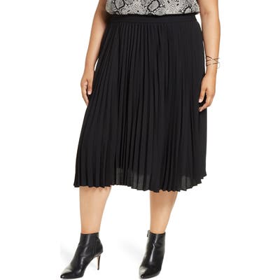 Plus Size Halogen Pleated Skirt, Black