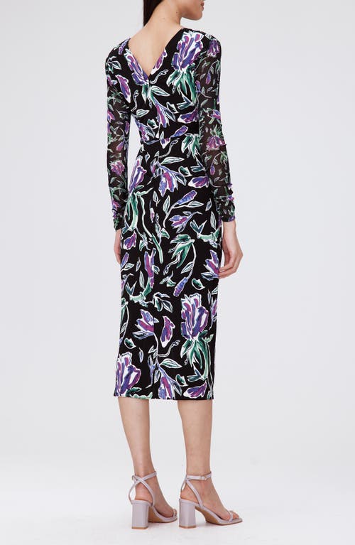 Shop Diane Von Furstenberg Vivianne Floral Long Sleeve Midi Dress In Tulip Fields Vt Lg/sm