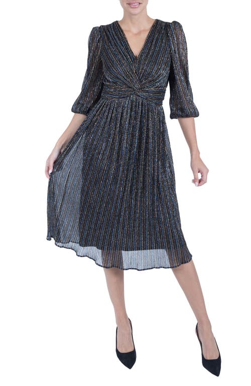 Julia Jordan Metallic Stripe Dress in Black Multi at Nordstrom, Size 2