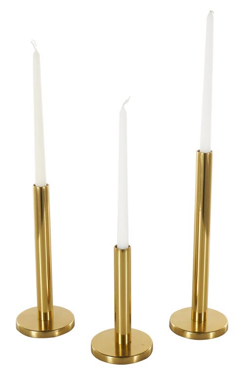 Vivian Lune Home Set Of 3 Taper Candleholders In Gold