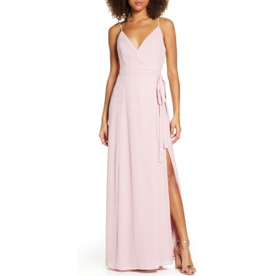 Wayf The Angelina Slit Wrap Gown, Pink