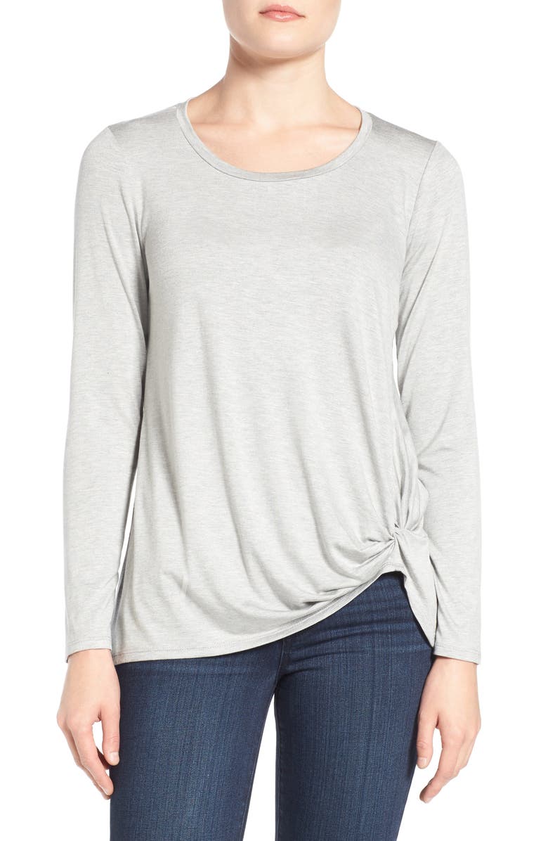 Gibson Knotted Long Sleeve Tee (Regular & Petite) | Nordstrom
