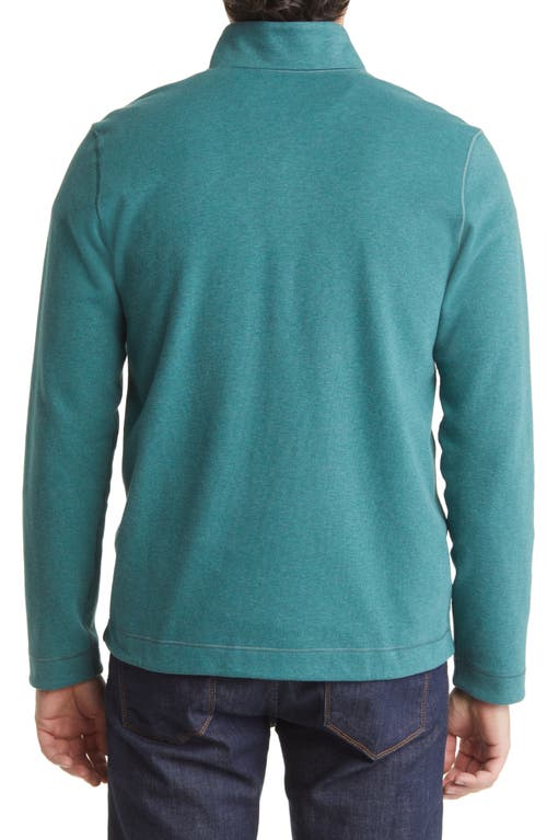 Johnston & Murphy Reversible Cotton Blend Quarter Zip Pullover In Emerald/brown