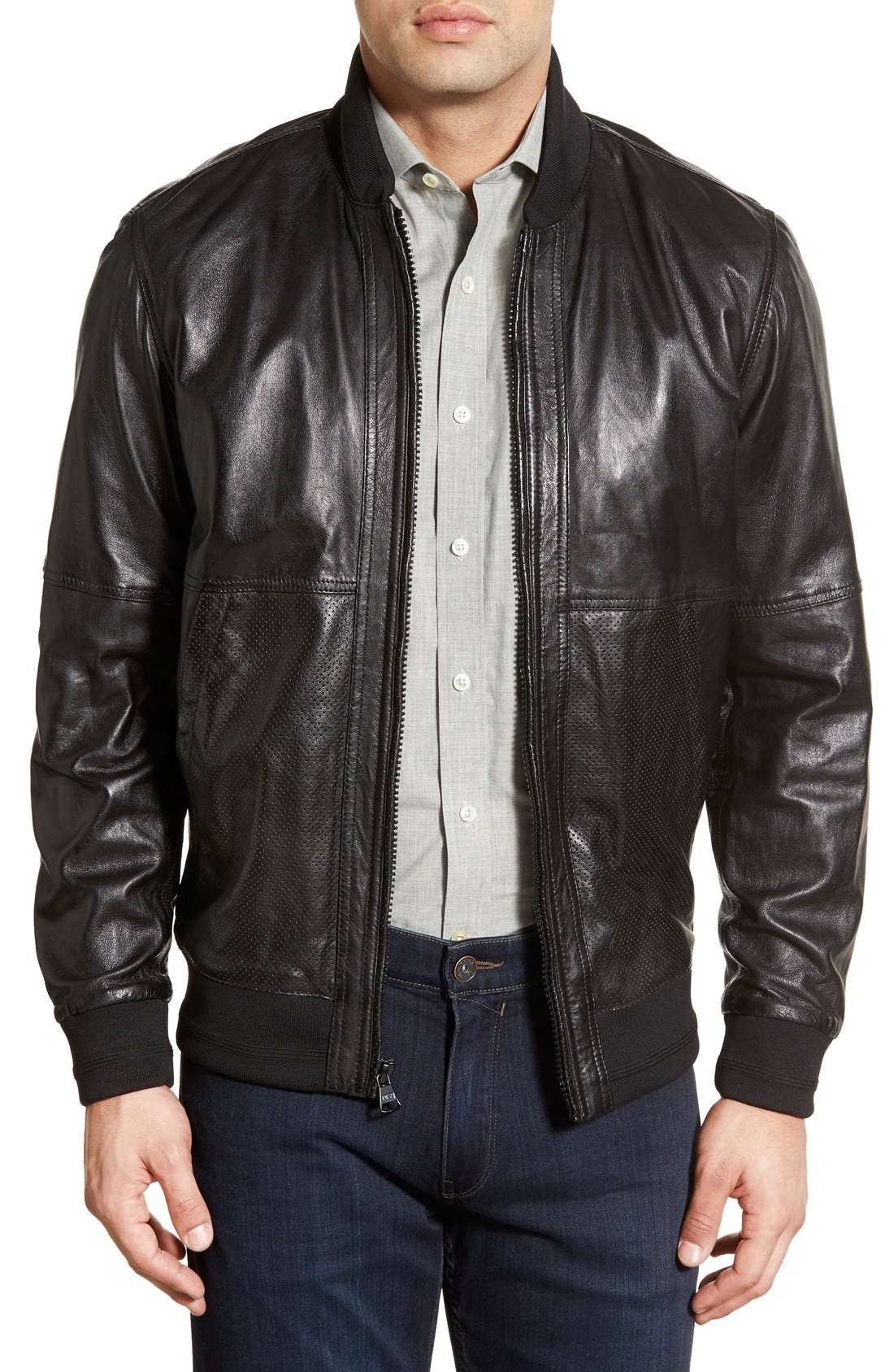 MARC NEW YORK 'Newport' Leather Bomber Jacket Nordstrom