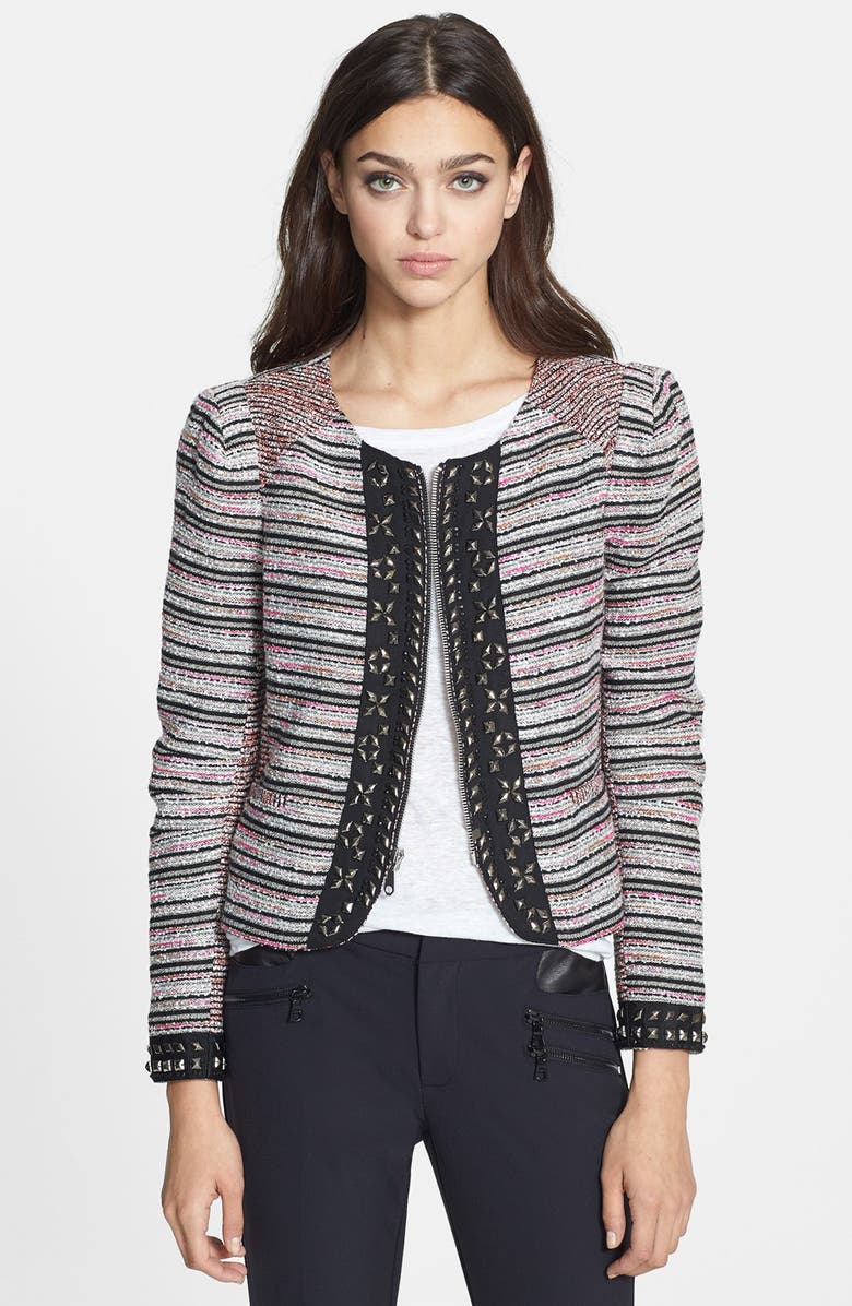Rebecca Minkoff 'Roxy' Studded Multi Stripe Bouclé Jacket | Nordstrom