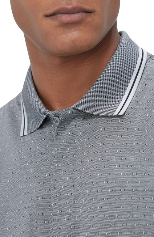Bugatchi Jacquard Long Sleeve Polo In Platinum