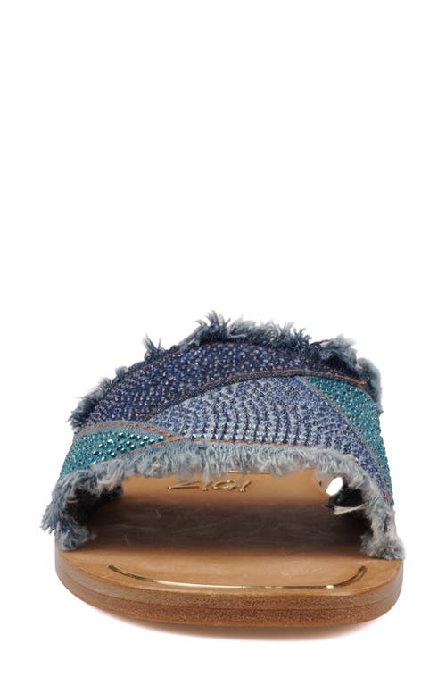 Zigi Tamy Rhinestone Slide Sandal In Blue Denim
