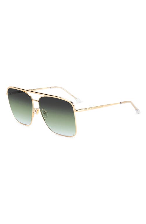 Isabel Marant Wild Metal 62mm Gradient Oversize Rectangular Sunglasses In Rose Gold/grey Green