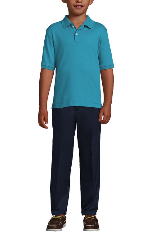 Lands' End School Uniform Kids Short Sleeve Interlock Polo Shirt In Teal Breeze