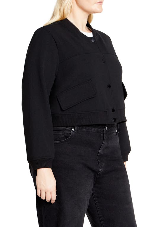 Shop City Chic Ivy Crop Bomber Jacket In Black