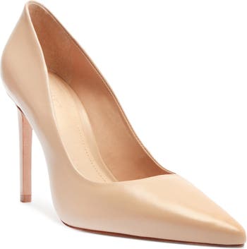 Lou Leather Pump in White, Pointed Toe Shoe