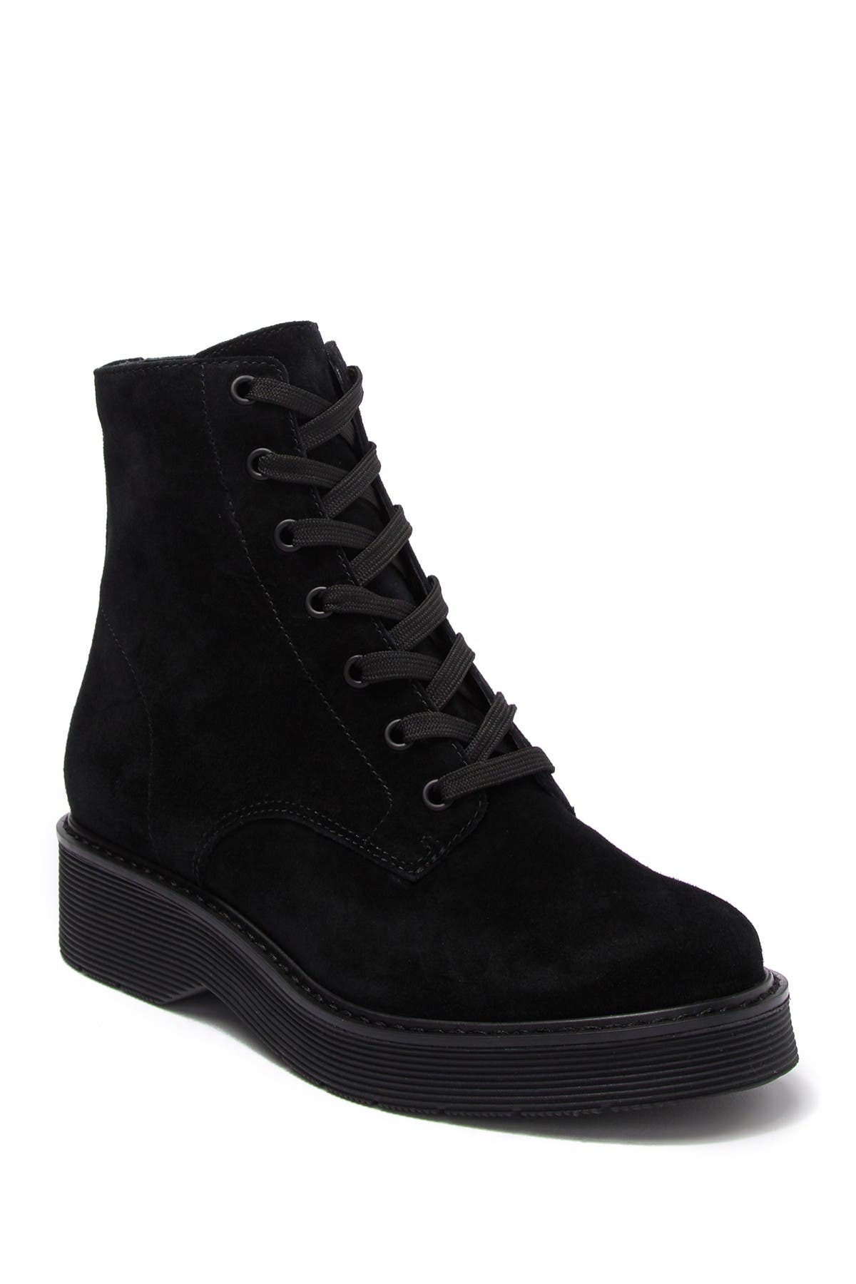 black suede combat boots