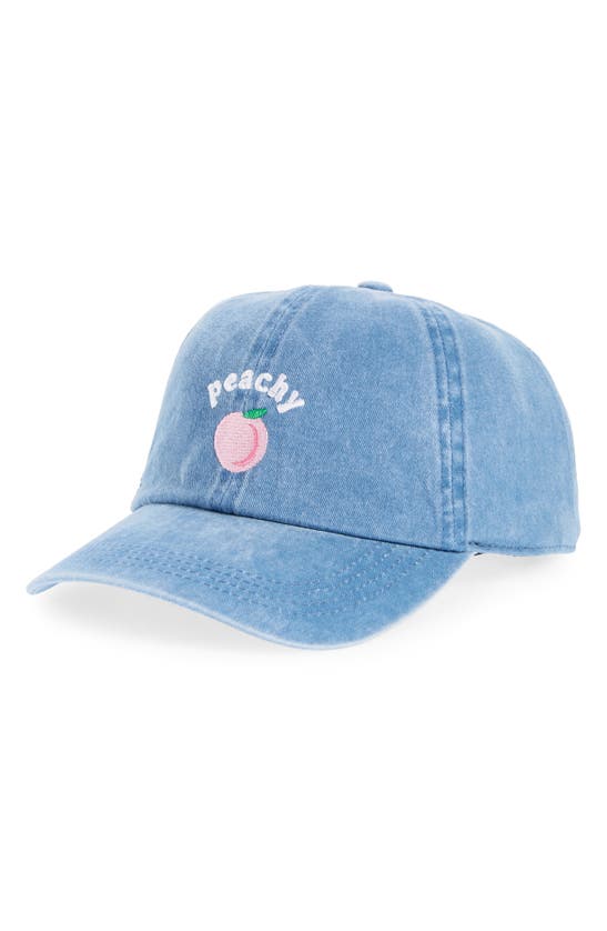 Shop David & Young Peachy Adjustable Cotton Baseball Cap In Denim Blue
