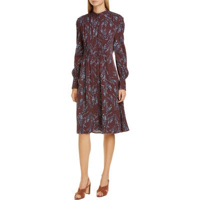 Equipment Ouesse Long Sleeve Dress, Burgundy