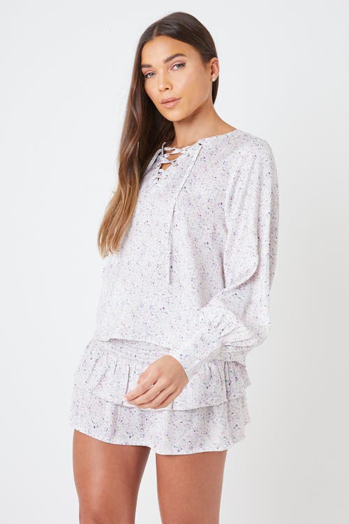 Shop Creea The Label Long Sleeve Floral Print Blouse In Lilac