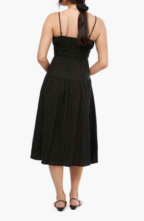 Shop Weworewhat We Wore What Scrunchie Linen Blend Midi Dress In Black