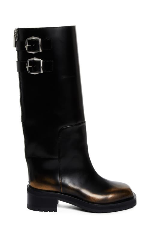 Shop Jimmy Choo Brooklyn Moto Boot In Black/gold