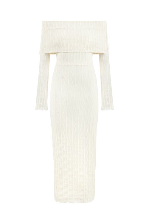 Nocturne Off The Shoulder Layered Design Dress In Ivory