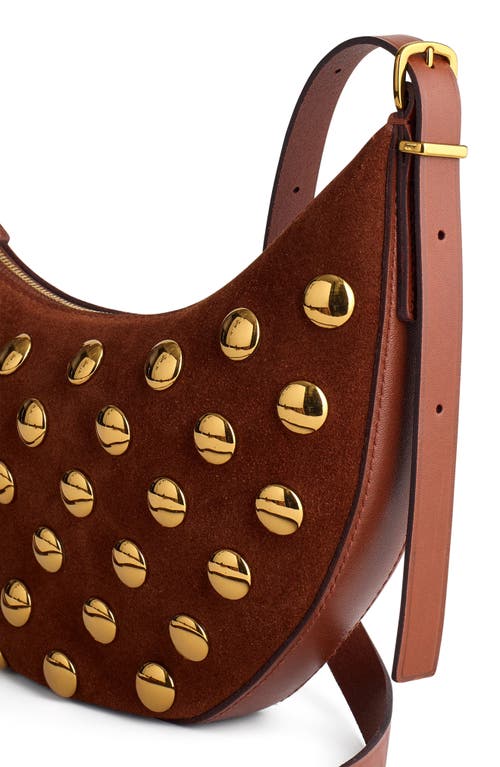 Madewell Mini Stud Essentials Crescent Leather Shoulder Bag In Soft Mahogany