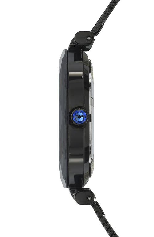PORSAMO BLEU PORSAMO BLEU HAZEL WHITE TOPAZ MOTHER OF PEARL DIAL 3-HAND QUARTZ MESH STRAP WATCH, 33MM