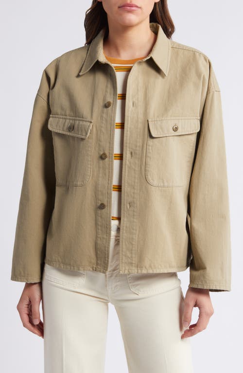 Shop The Great . The Arizona Cotton Shirt Jacket In Desert Fatigue