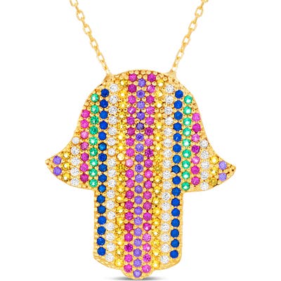 Lesa Michele Multicolor Hamsa Pendant Necklace