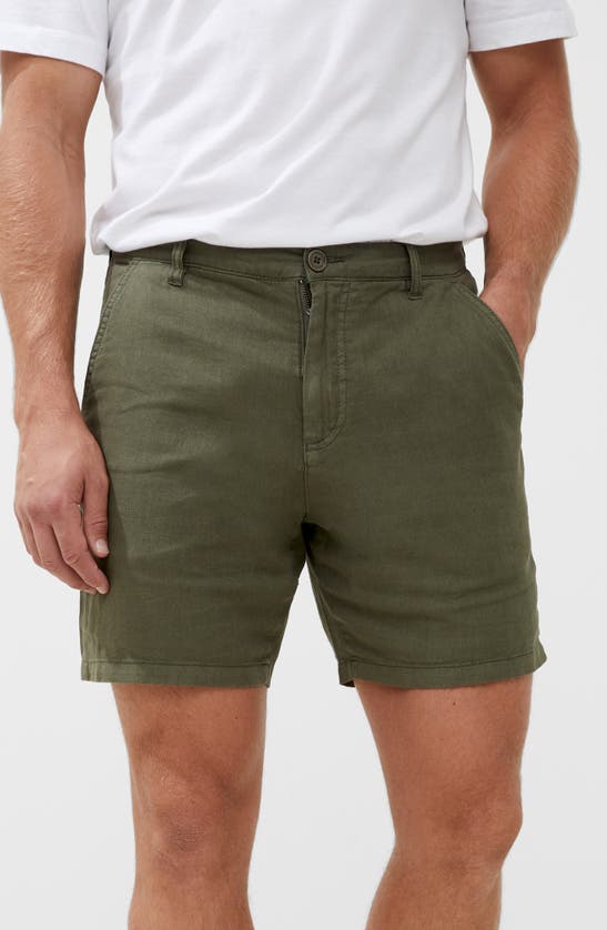 Shop French Connection Linen Blend Shorts In Olive