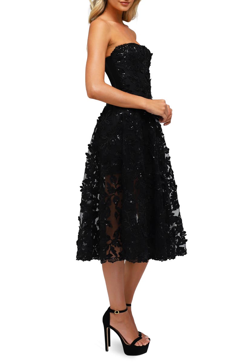 HELSI Florence Sequin Floral Strapless Midi Dress | Nordstrom