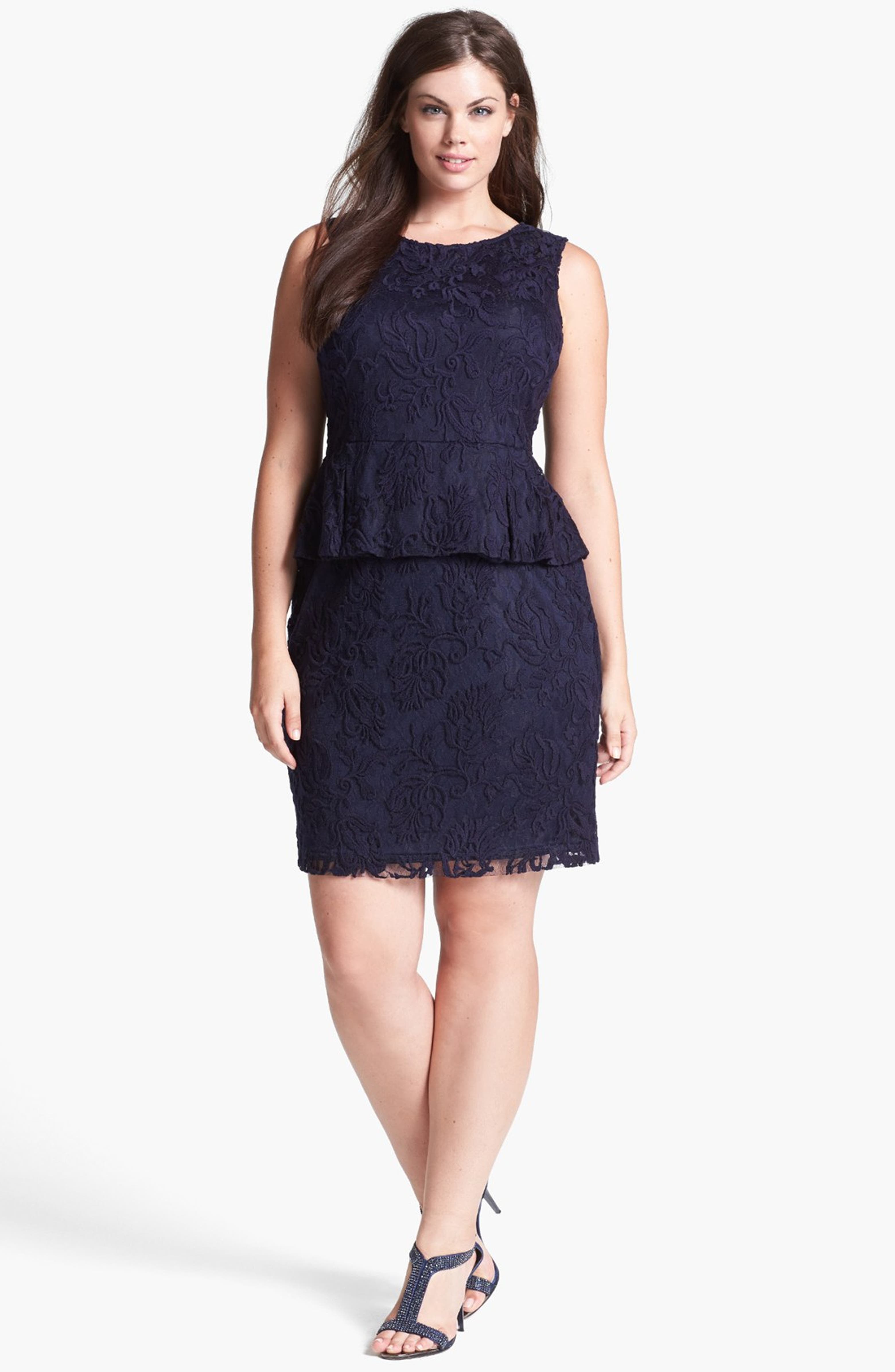 Adrianna Papell Lace Peplum Sheath Dress (Plus Size) | Nordstrom