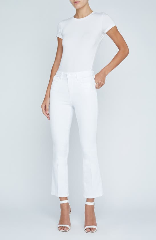 Shop L Agence Mira Crop Micro Bootcut Jeans In Blanc