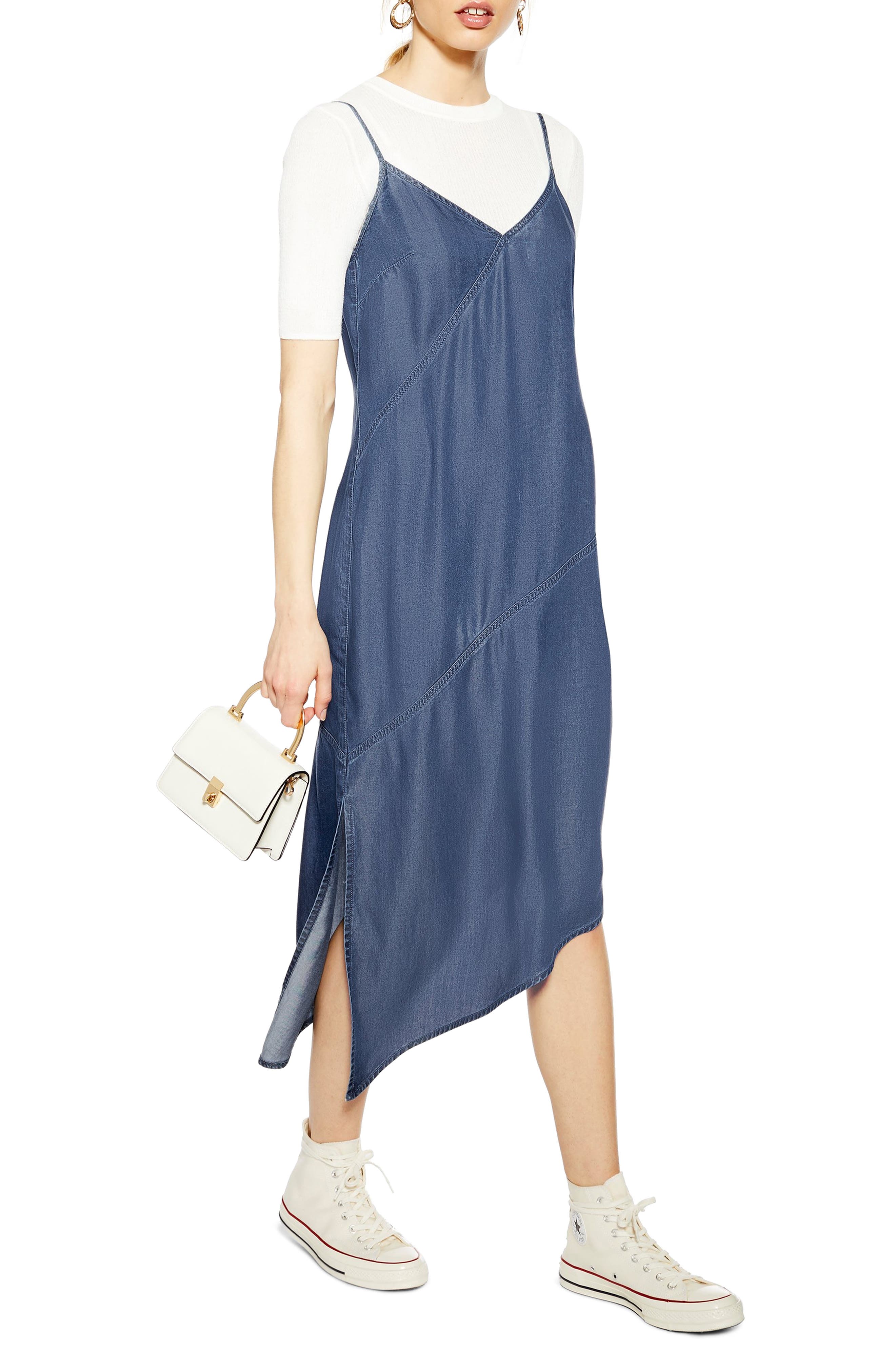 asymmetrical denim dress