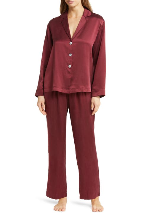 sericum Women Silk Pajamas Set Long Sleeve Soft Sleepwear