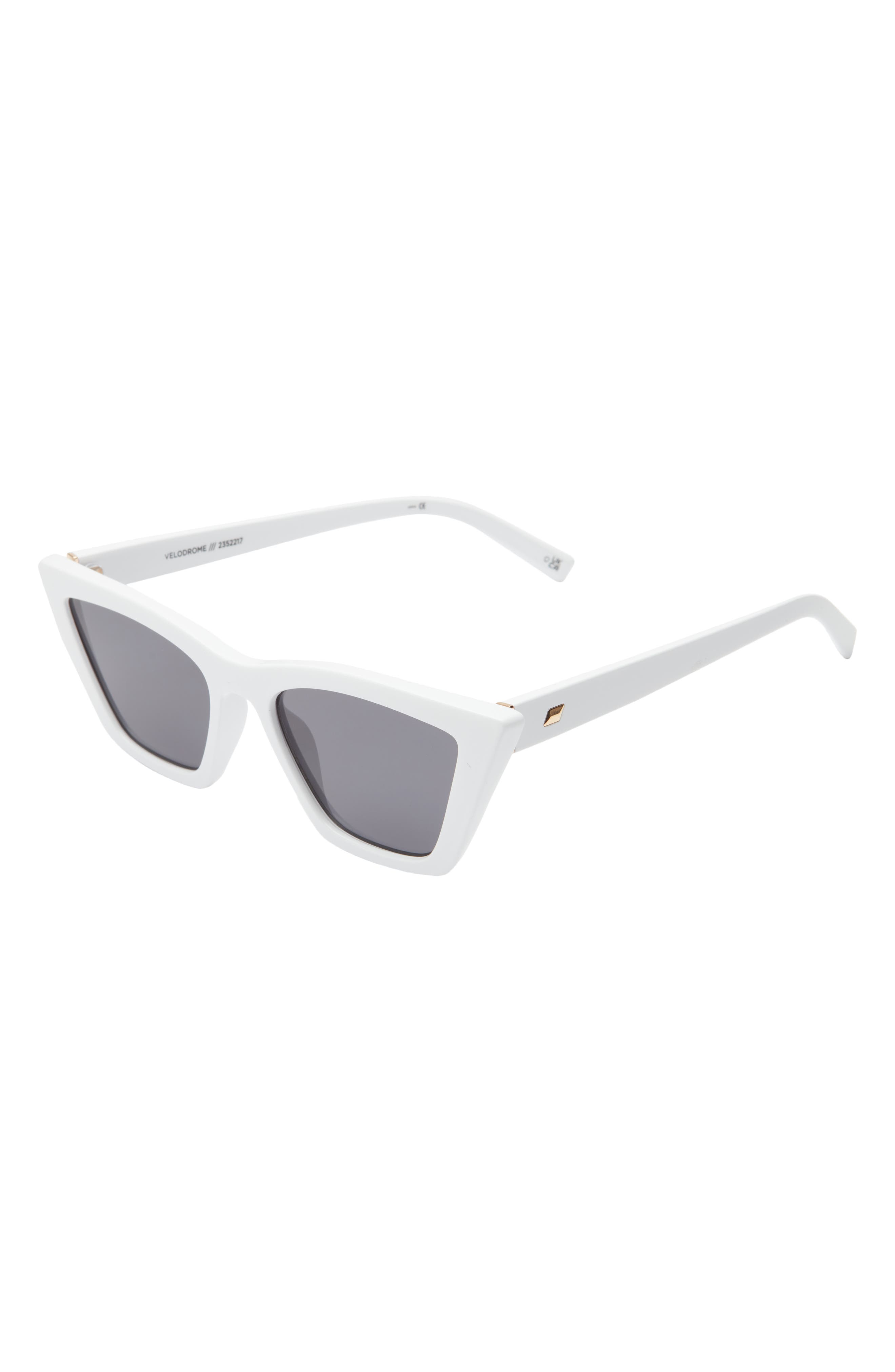 Le Specs Velodrome Cat Eye Sunglasses in White | Smart Closet