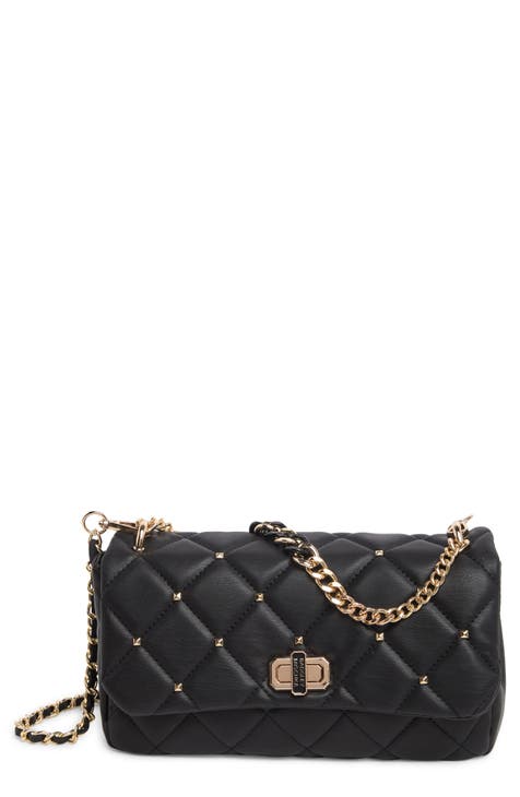 Buy Accessorize London Women's Faux Leather Black Chevron lock Quilted  shoulder bag at