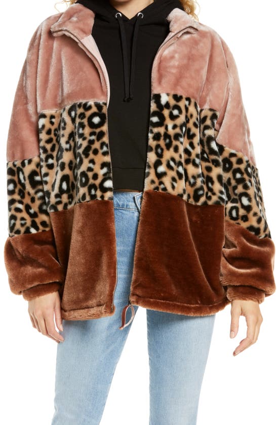 Ugg Elaina Faux Fur Colorblocked Jacket In Cliff Multi
