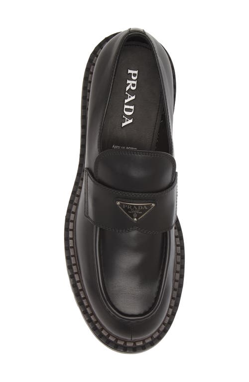 Shop Prada Double Chocolate Platform Loafer In Nero