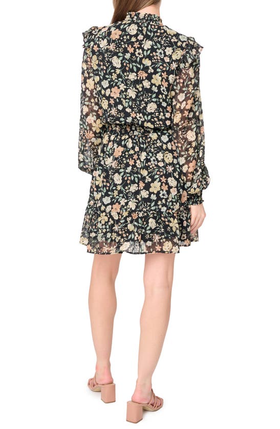Shop Gibsonlook Daphne Long Sleeve Button Front Minidress In Black Multi Floral