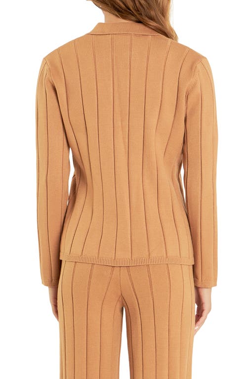 English Factory Long Sleeve Rib Knit Top In Camel