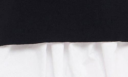 English Factory Mixed Media Long Sleeve Minidress In Black/white