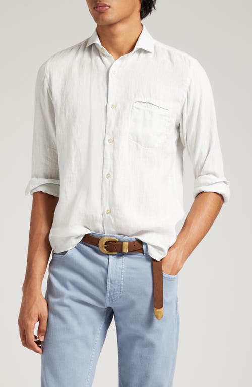 Eleventy Linen Button-Up Shirt Grey at Nordstrom,