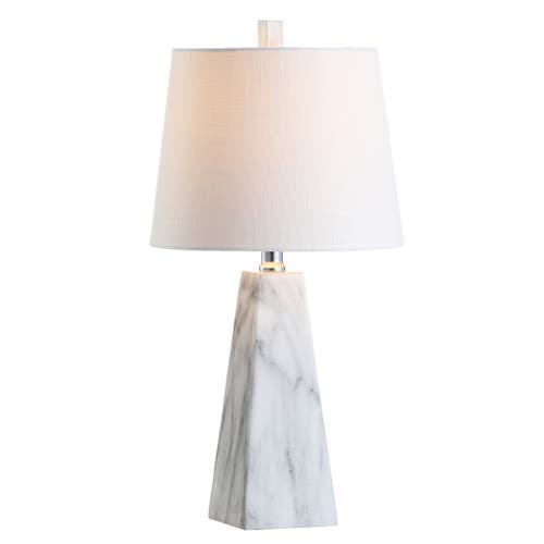 Jonathan Y Owen Contemporary Resin Led Table Lamp In White Marble Finish