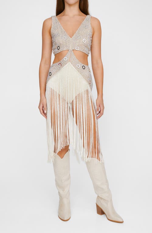 Shop Nasty Gal Embellished Side Cutout Bodysuit In Beige