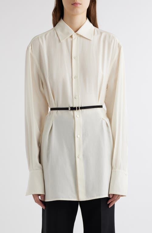 Shop Givenchy Belted Button-up Silk Tunic In Ecru