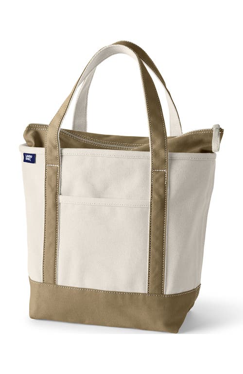 Shop Lands' End Zip Top Canvas Tote Bag In Natural/cafe Au Lait