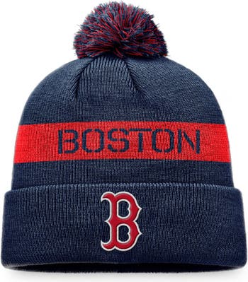 FANATICS Men's Fanatics Branded Navy/Red Boston Red Sox League Logo Cuffed  Knit Hat with Pom