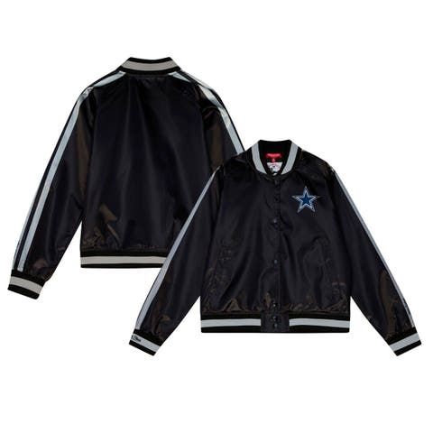 Women's Mitchell & Ness Black Philadelphia Eagles Raglan Satin Full-Snap  Jacket