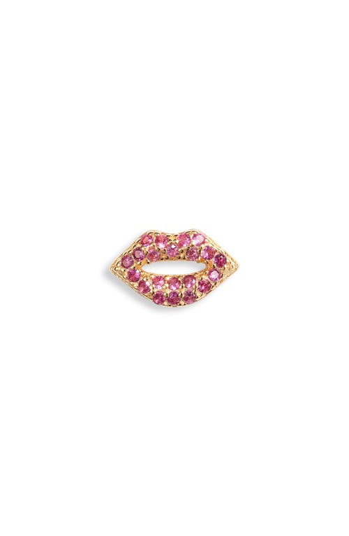 Mini Lucky Pavé Lips Stud Earrings in Hot Pink