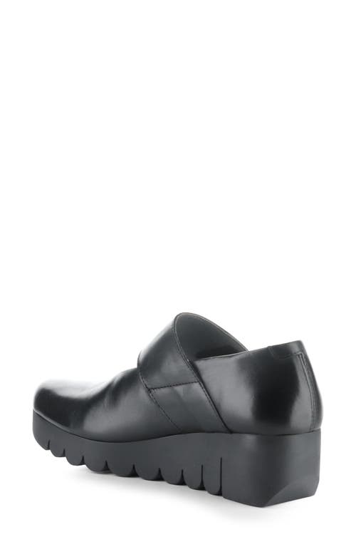 Fly London Vari Mary Jane Platform Wedge Pump In Black Burn